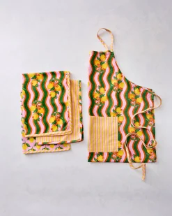 Tea Towels & Apron Bundle in Lemon Twist