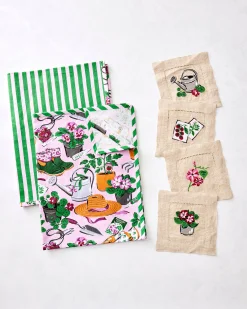 Tea Towels & Cocktail Napkins Bundle in Green Thumb