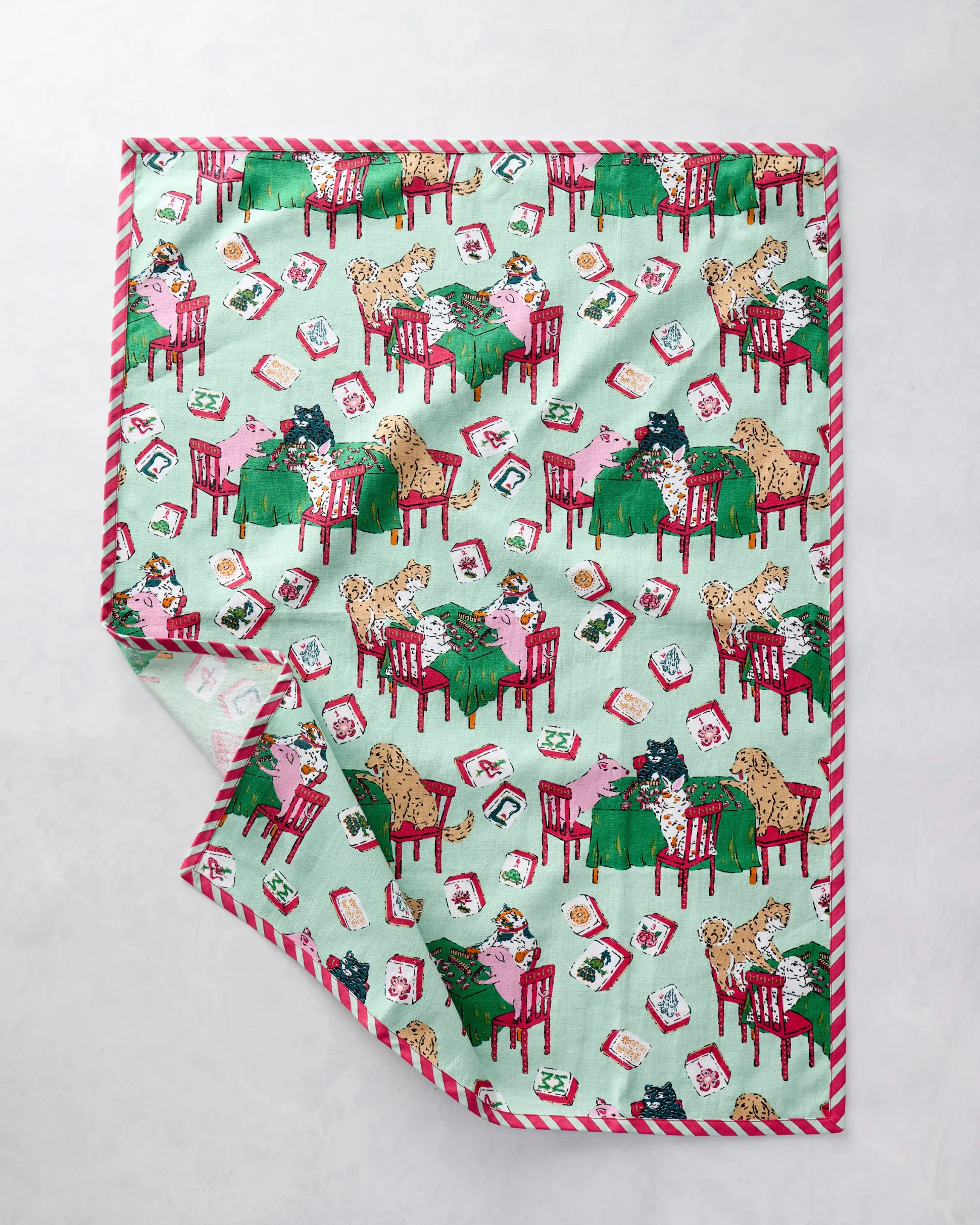 Tea Towels Set of 2 in Mah Jongg Menagerie