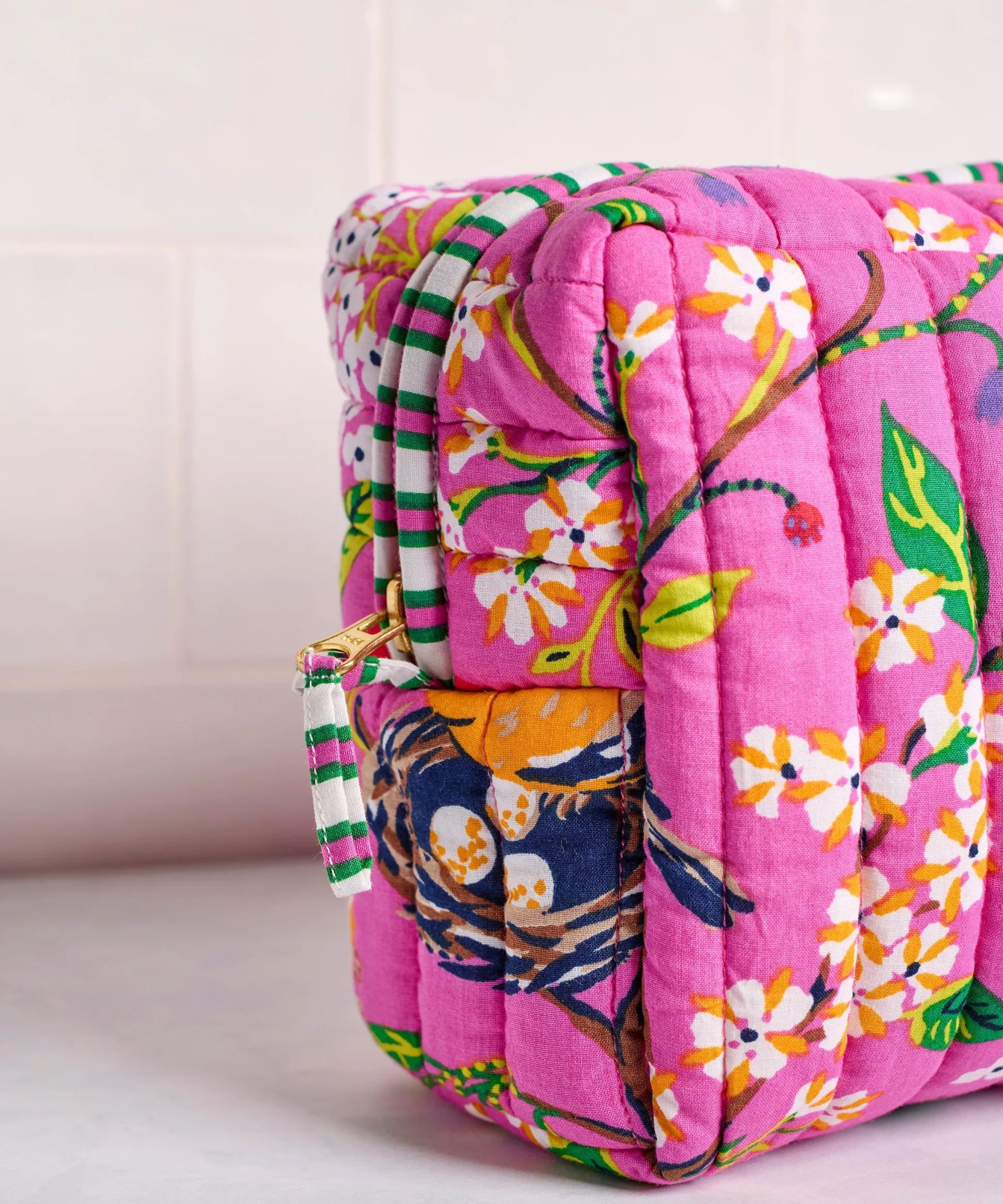 Three's Best Pouch Set in Bird & Blossom