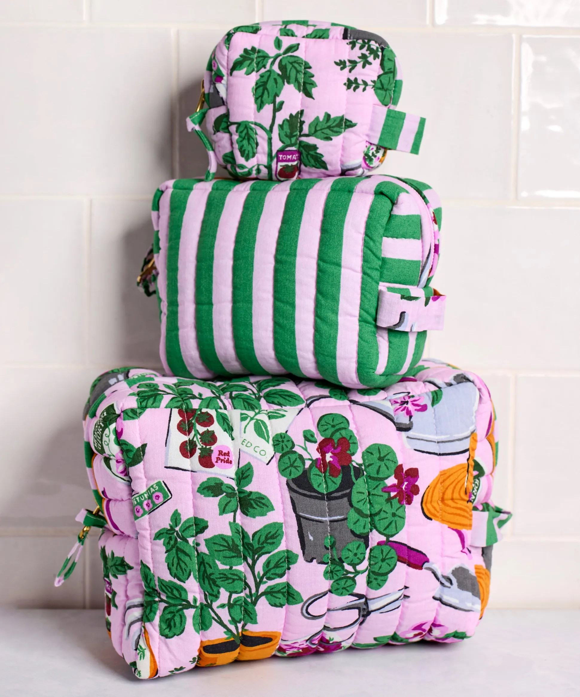 Three’s Best Pouch Set in Green Thumb