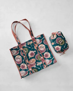 Traveler Tote & Quilted Pouch Bundle in Champagne & Caviar