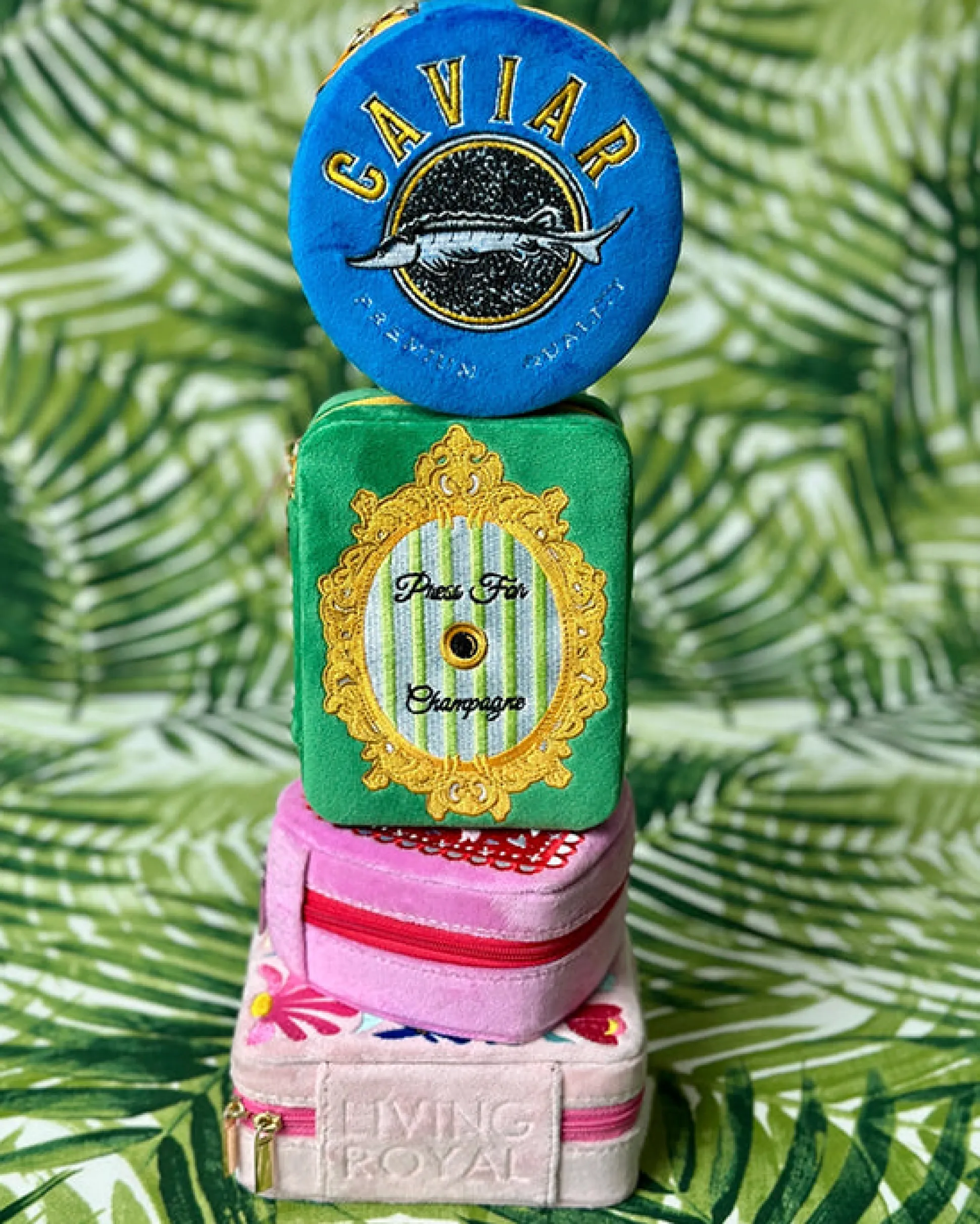 Velvet Jewelry Zip Case in Caviar