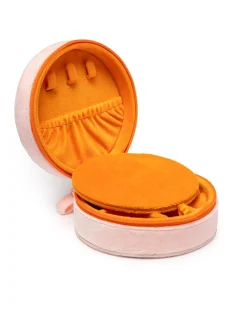 Velvet Jewelry Zip Case in Cowgirl Pink