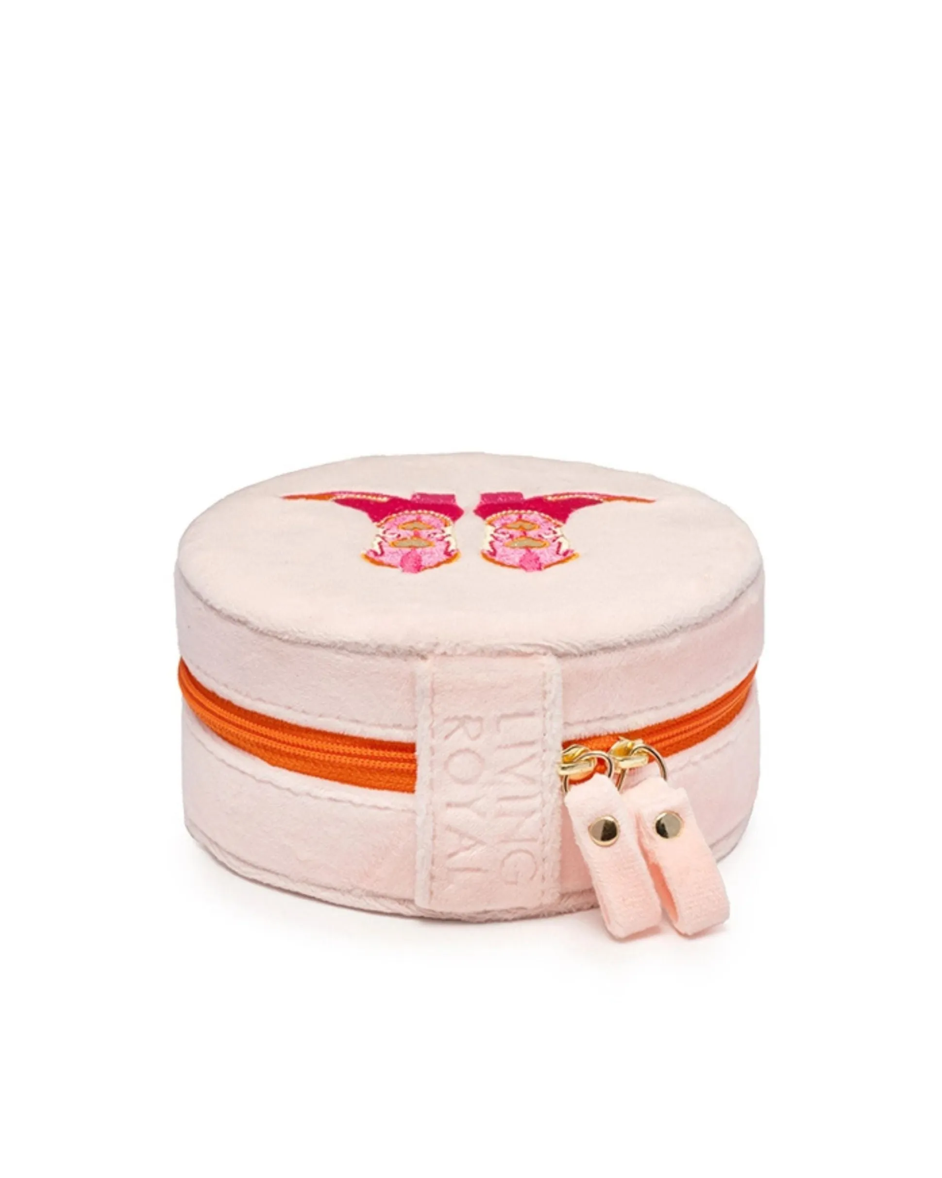 Velvet Jewelry Zip Case in Cowgirl Pink