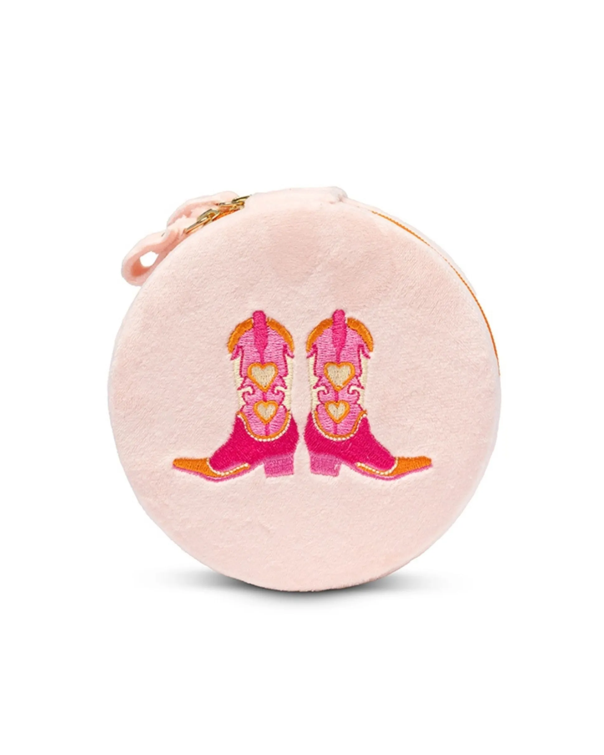 Velvet Jewelry Zip Case in Cowgirl Pink