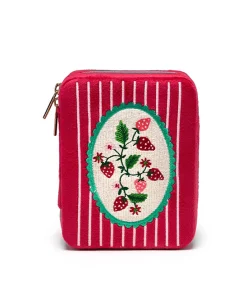 Velvet Jewelry Zip Case in Strawberry