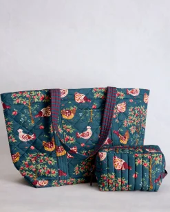 Weekender Bag & Quilted Pouch Bundle in Hen House