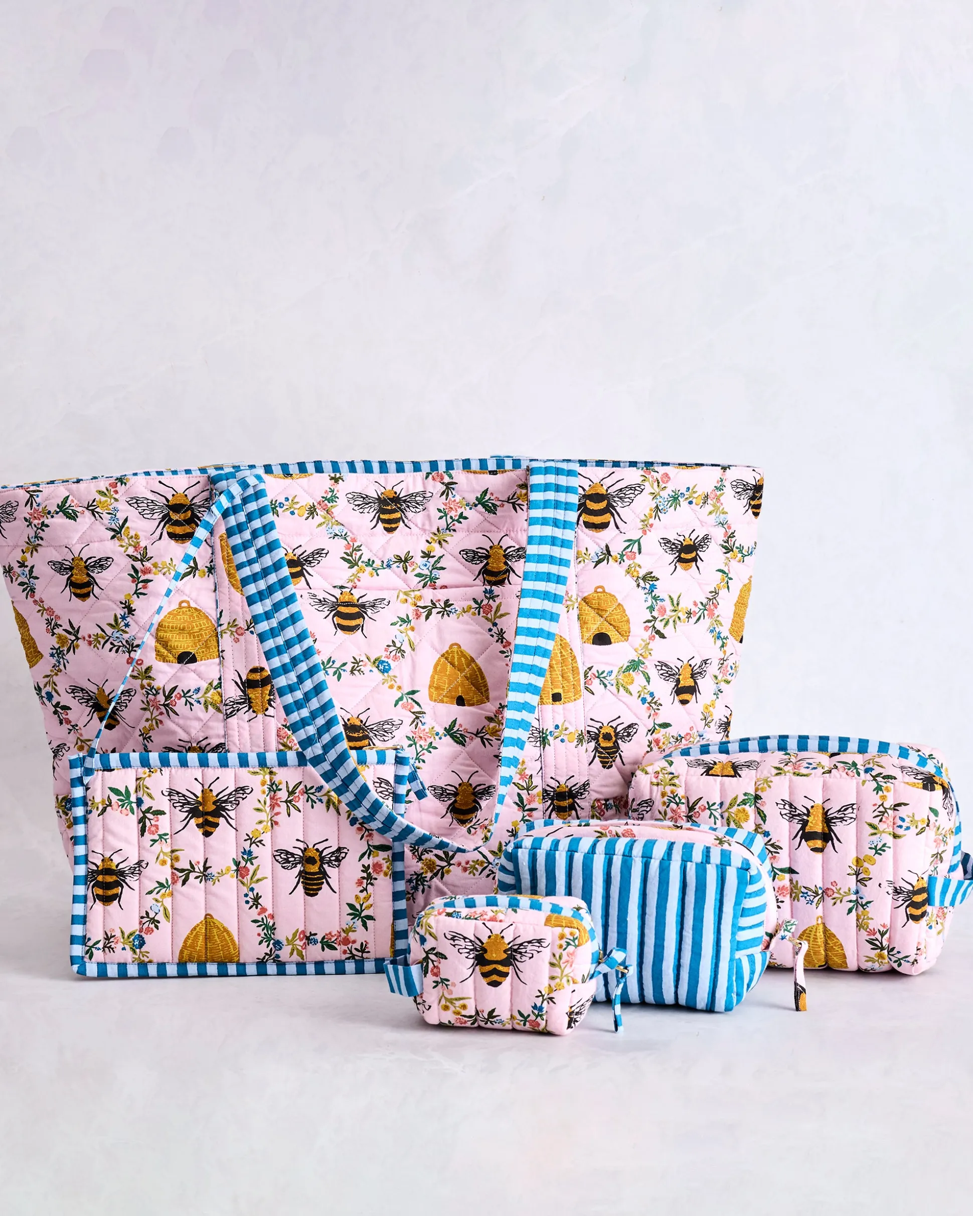 Weekender Bag & Three’s Best Pouch Set Bundle in Sweet Bee