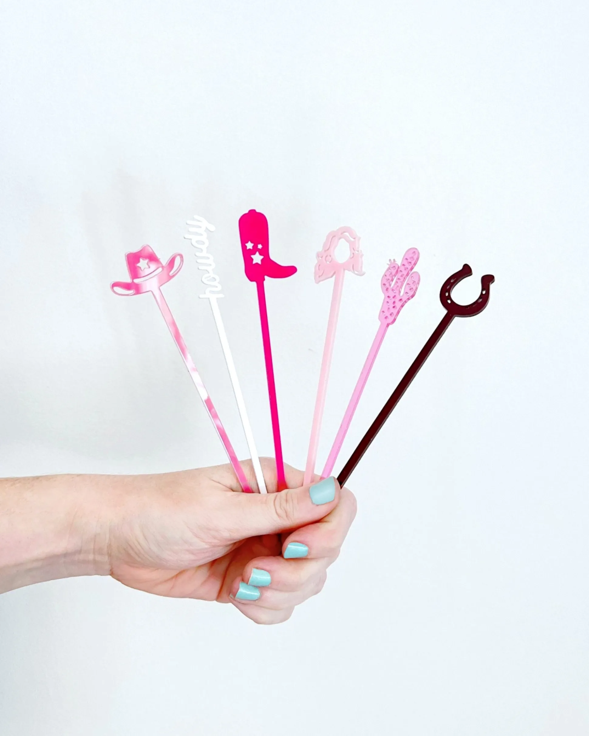 Western Stir Stick Set in Pink Combo