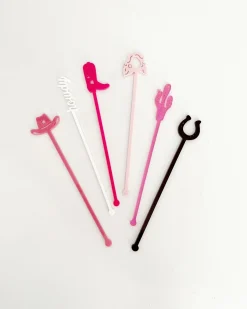 Western Stir Stick Set in Pink Combo