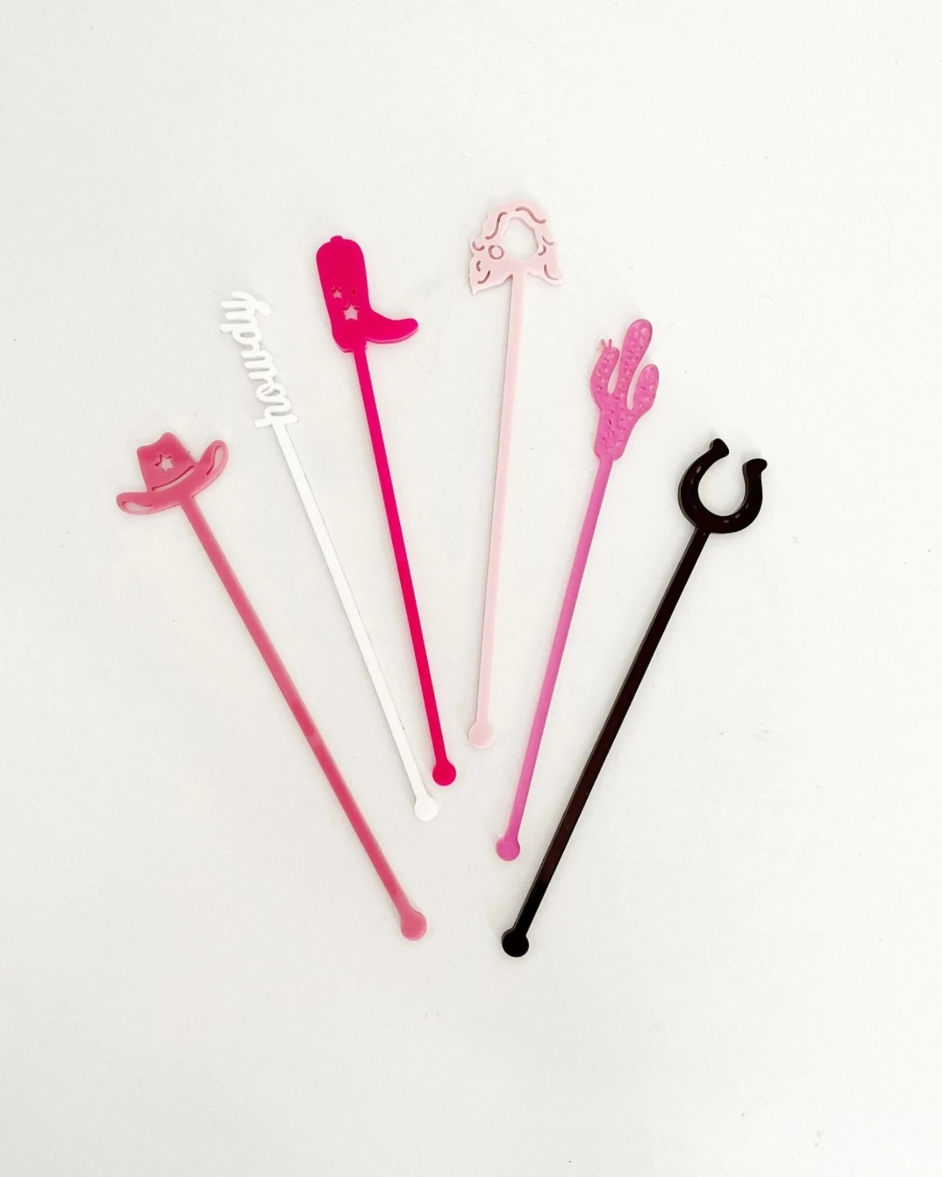 Western Stir Stick Set in Pink Combo