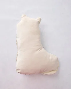 White Cat Hook Pillow in White Combo