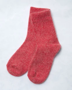 Womens Cozy Wool Angora Socks in Red