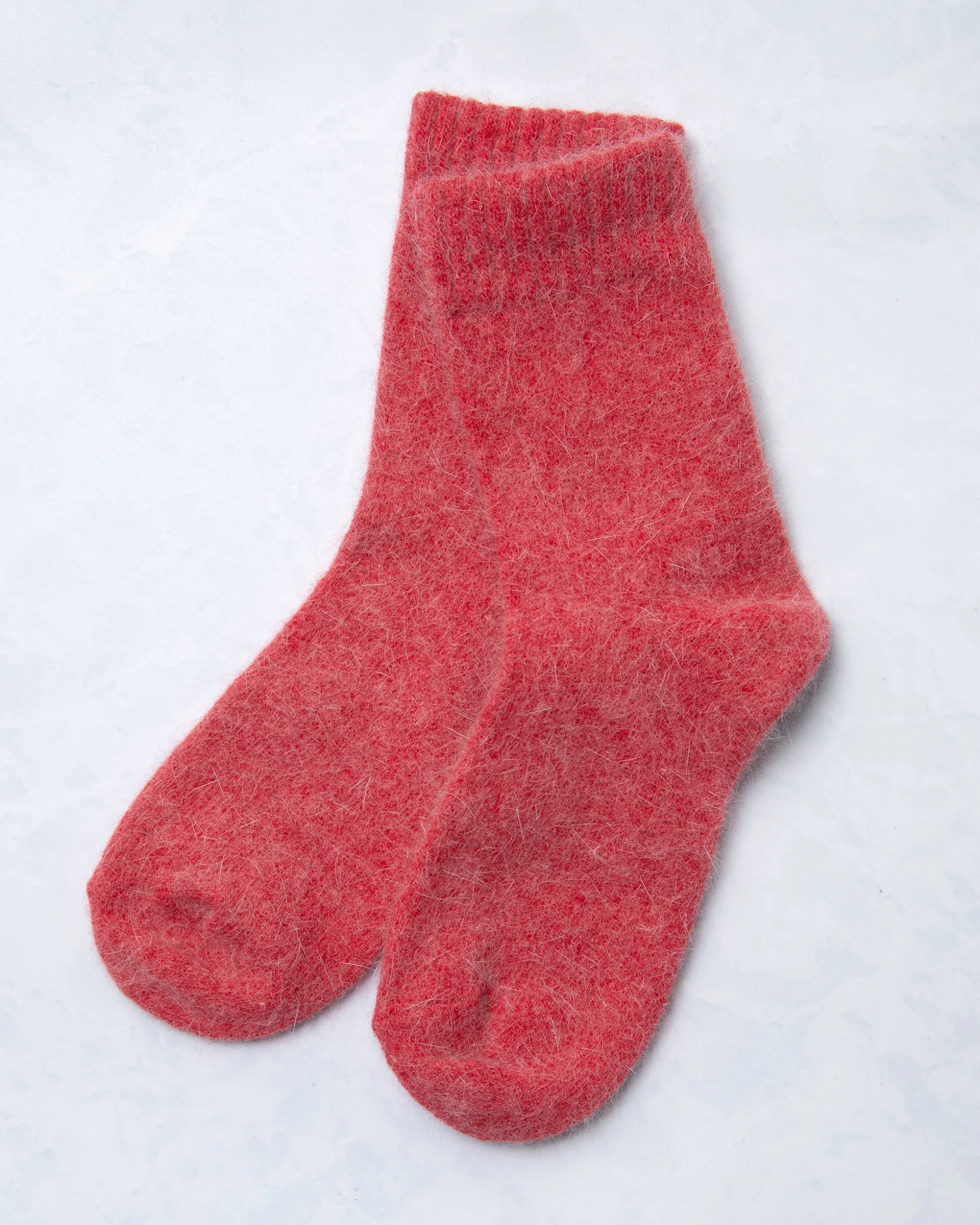 Womens Cozy Wool Angora Socks in Red