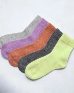 Women's Cozy Wool Angora Socks in Lime Green