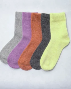 Women's Cozy Wool Angora Socks in Lime Green