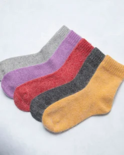 Womens Cozy Wool Angora Socks in Purple
