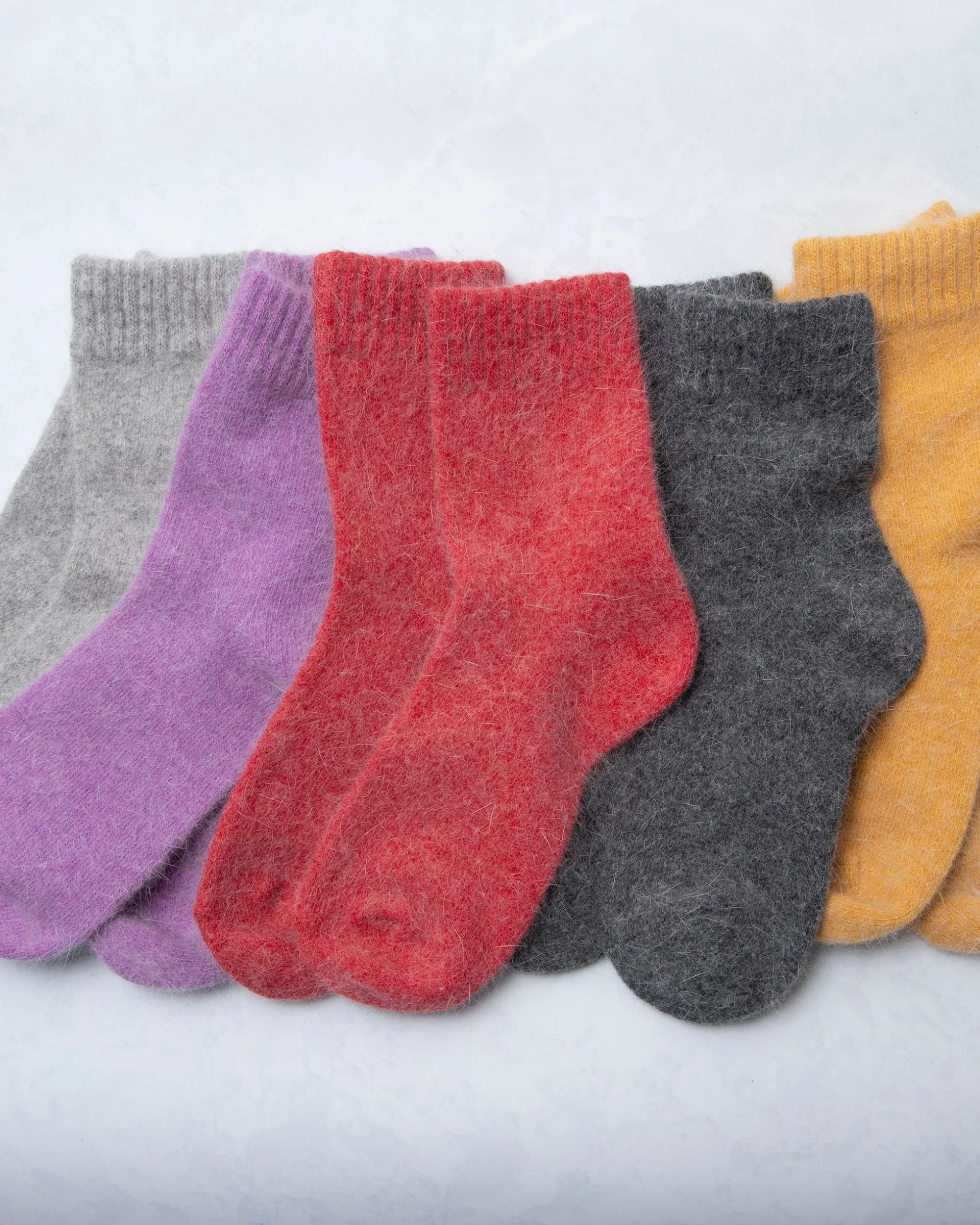 Womens Cozy Wool Angora Socks in Purple