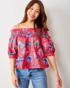 Ximena Blouse in Palm Tree Paradise