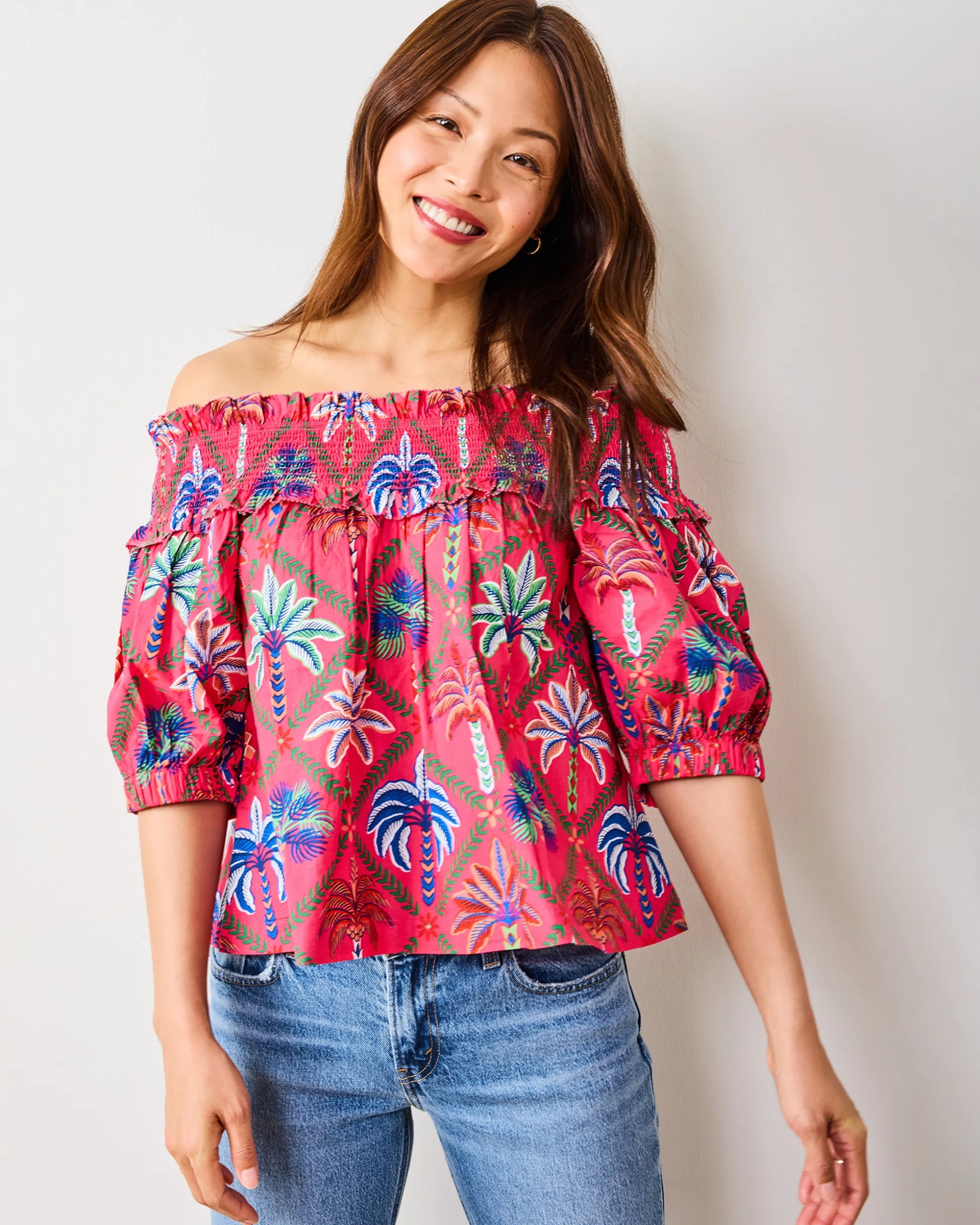 Ximena Blouse in Palm Tree Paradise