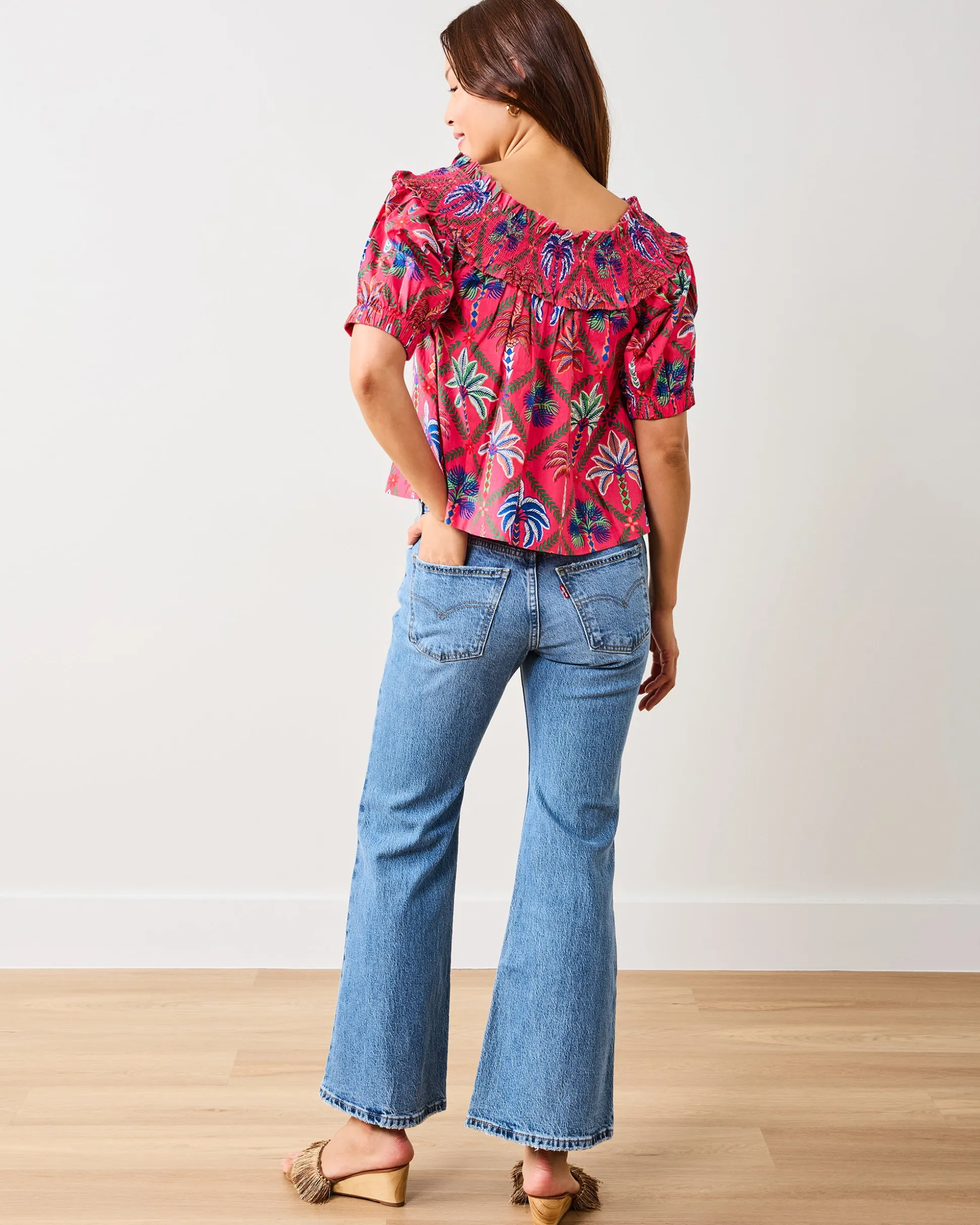 Ximena Blouse in Palm Tree Paradise