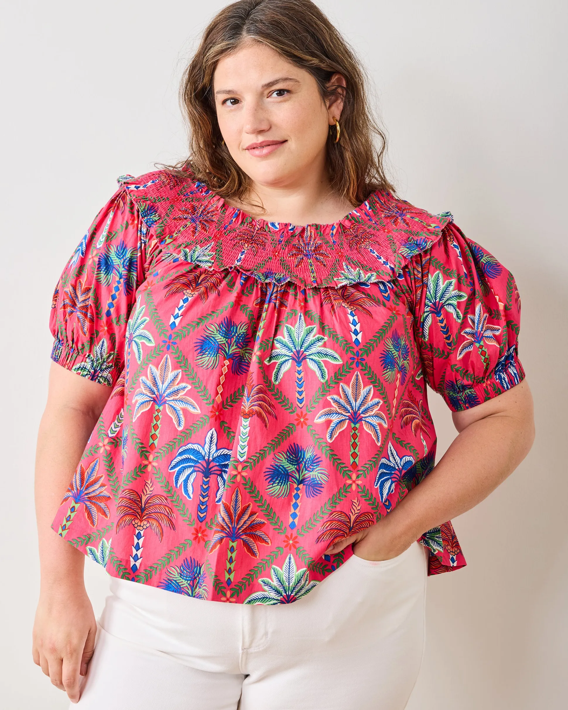 Ximena Blouse in Palm Tree Paradise