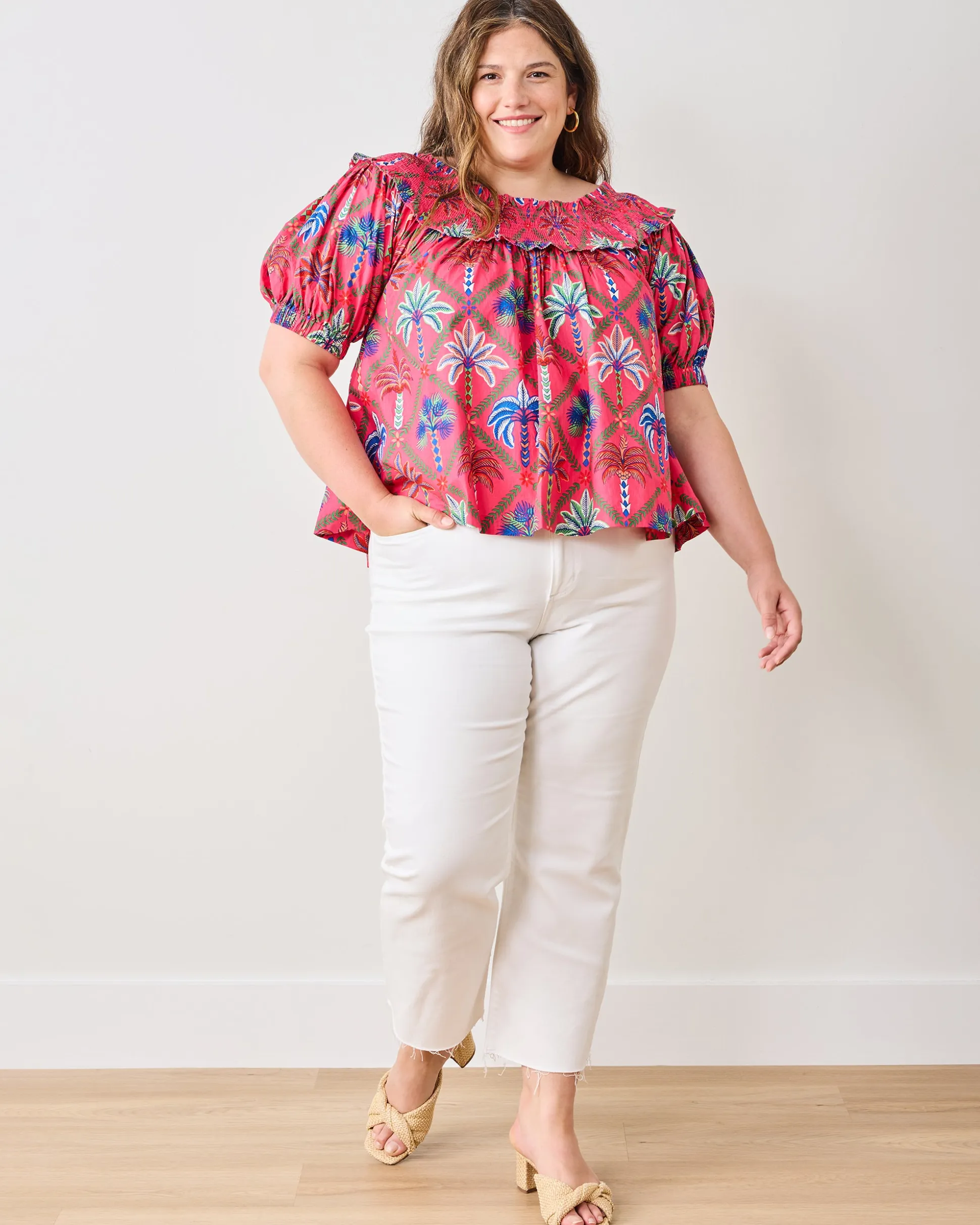 Ximena Blouse in Palm Tree Paradise