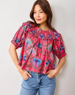 Ximena Blouse in Palm Tree Paradise