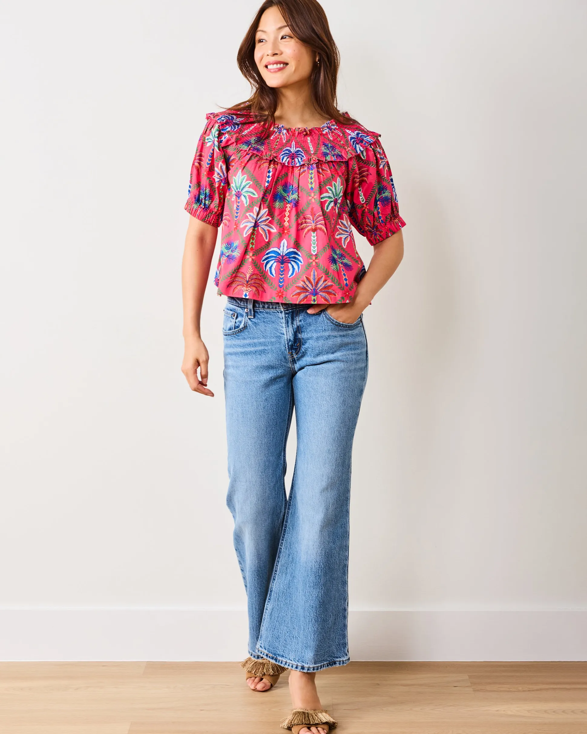 Ximena Blouse in Palm Tree Paradise