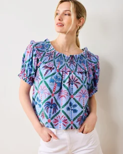 Ximena Blouse in Palm Tree Paradise