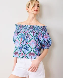 Ximena Blouse in Palm Tree Paradise