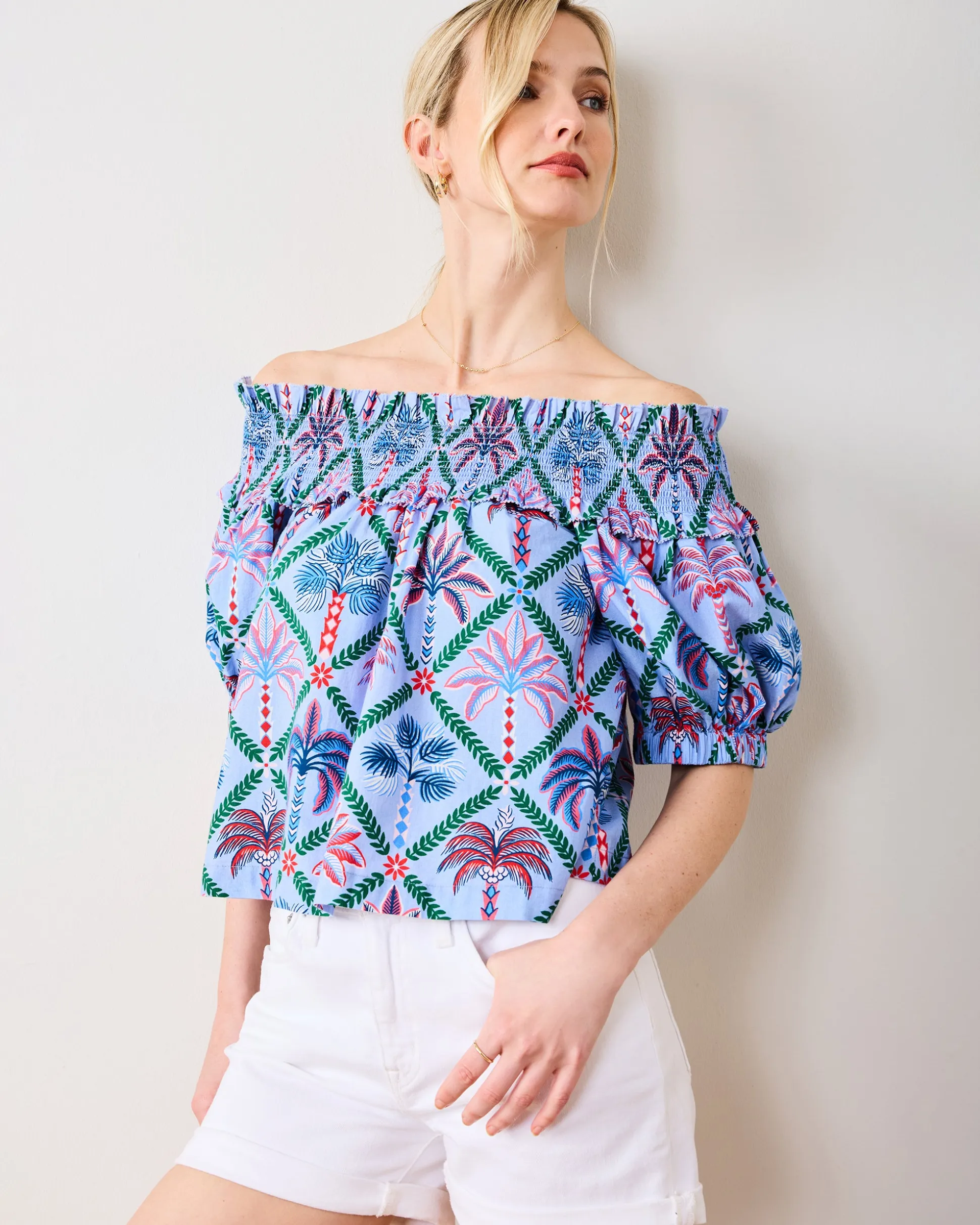 Ximena Blouse in Palm Tree Paradise