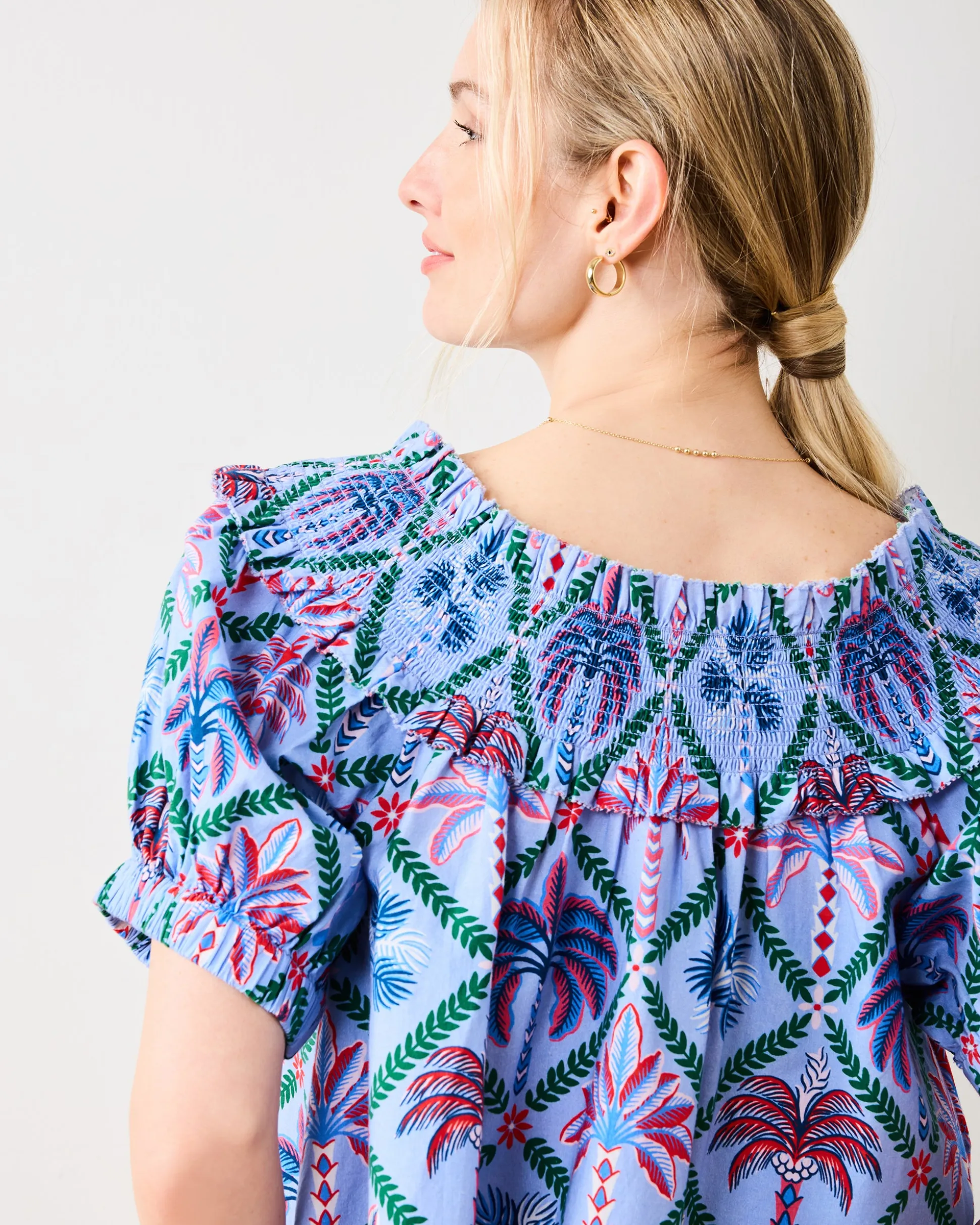 Ximena Blouse in Palm Tree Paradise