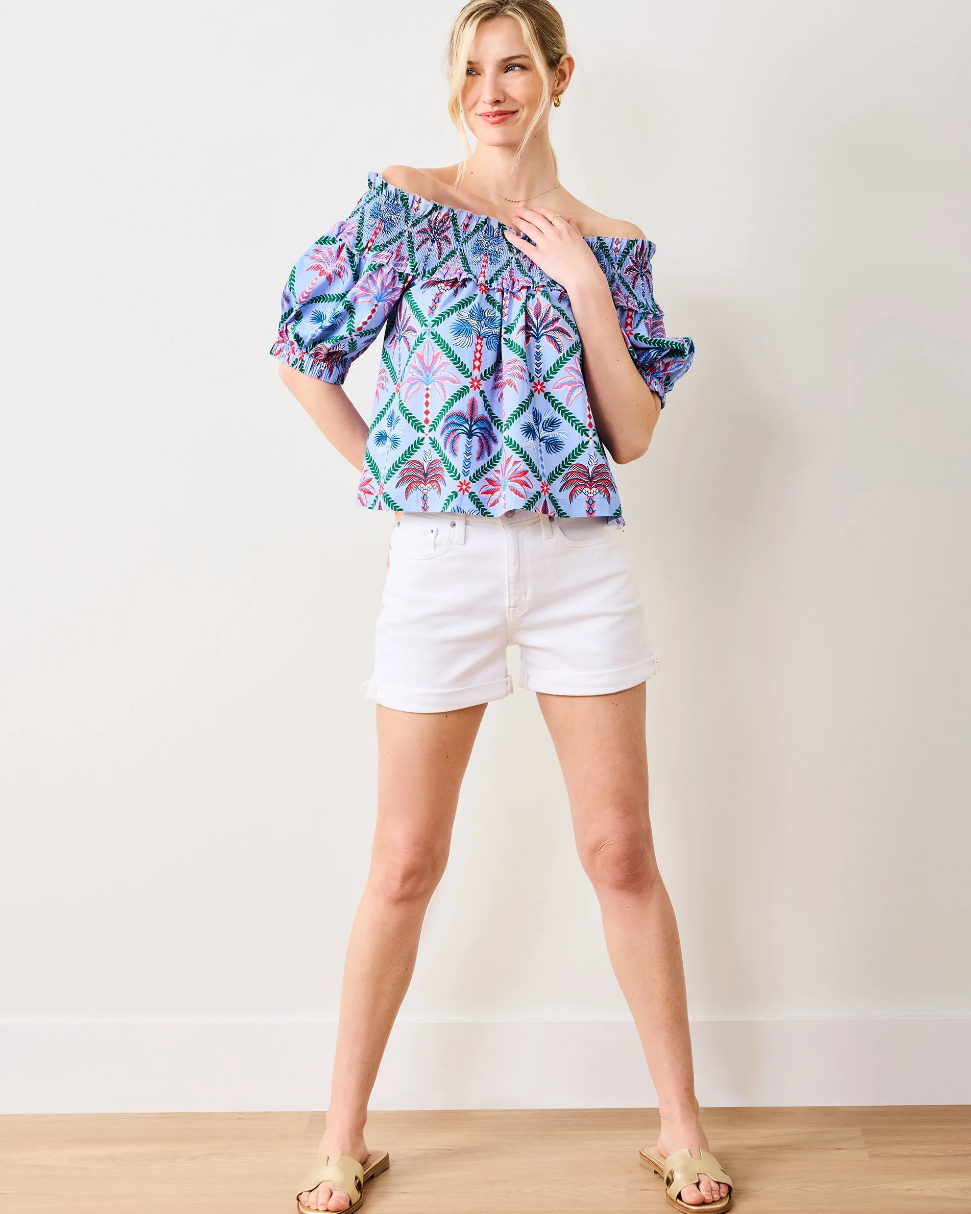 Ximena Blouse in Palm Tree Paradise
