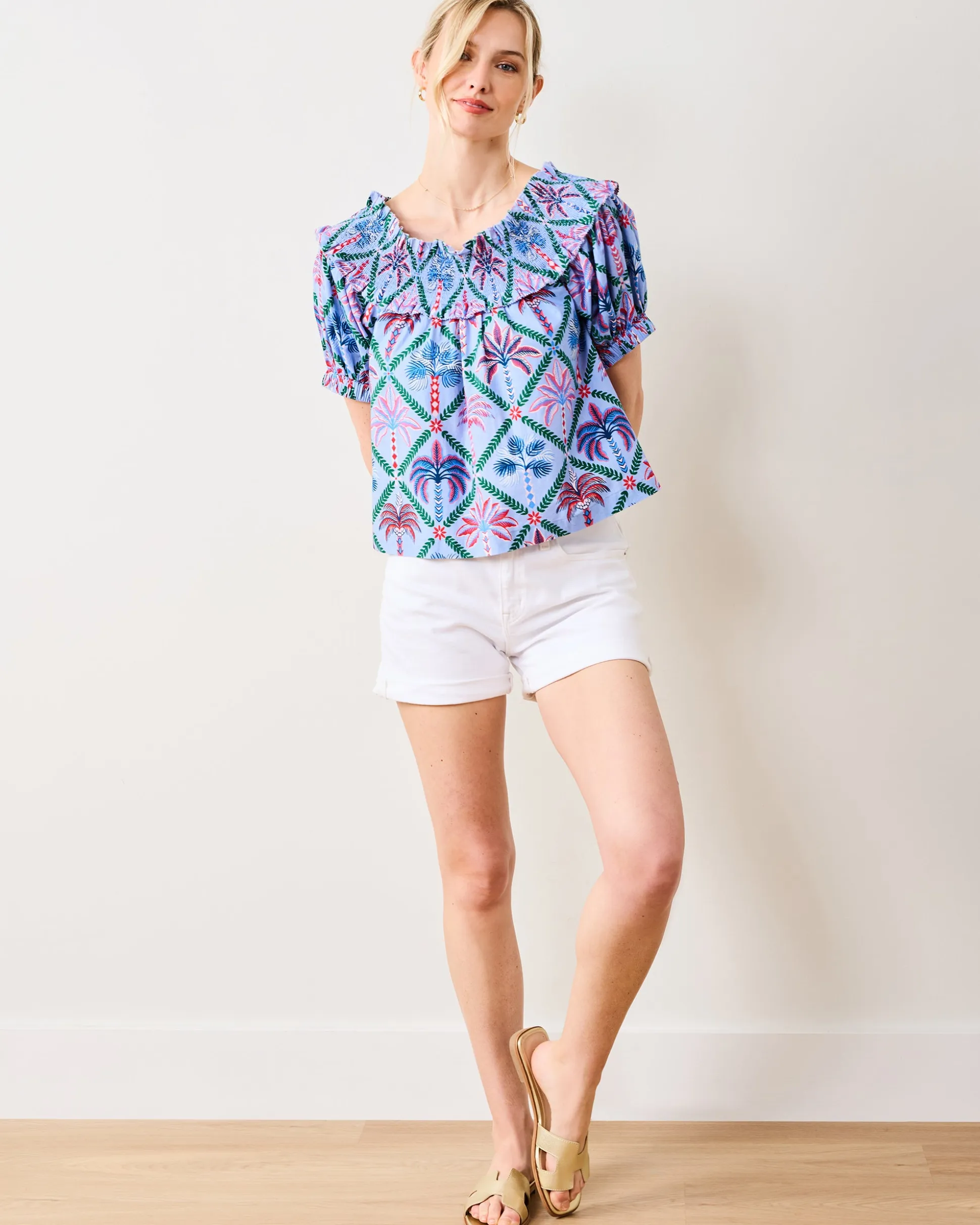 Ximena Blouse in Palm Tree Paradise